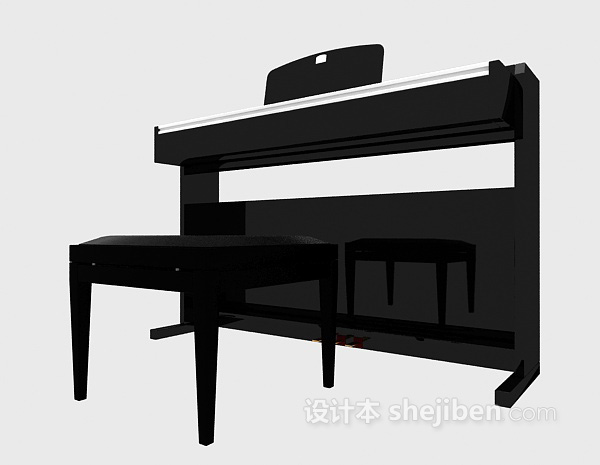 设计本黑色简约钢琴3d模型下载