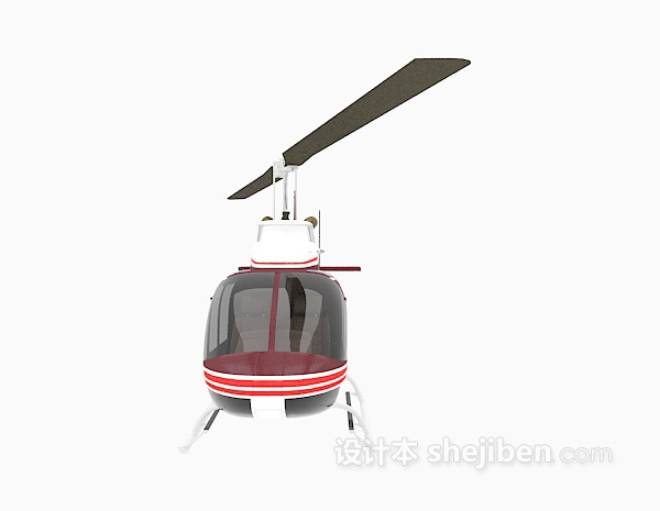 红色直升机3d模型免费下载
