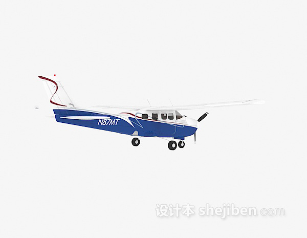 免费蓝色直升飞机3d模型下载