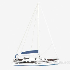 蓝白帆船3d模型下载