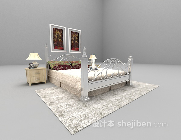 设计本简约欧式卧室3d模型下载