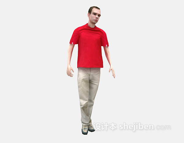 红色衣服男人3d模型下载