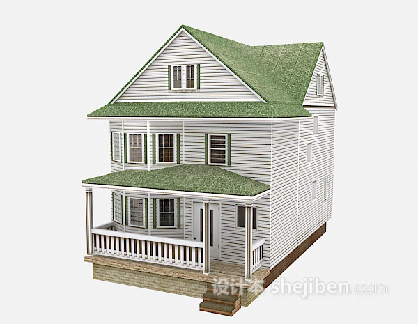 欧式风格绿色欧式别墅3d模型下载