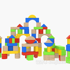 积木玩具3d模型下载