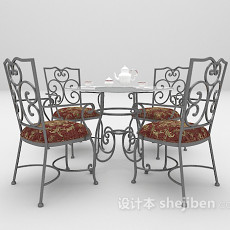 铁艺户外桌椅组合3d模型下载