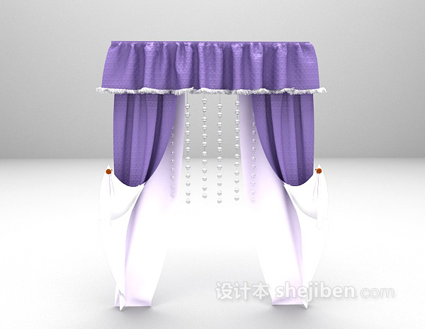 欧式紫色窗帘3d模型下载