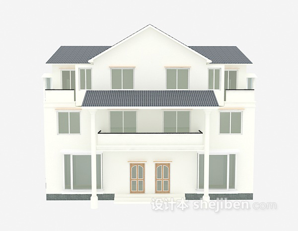 欧式白色别墅模型下载