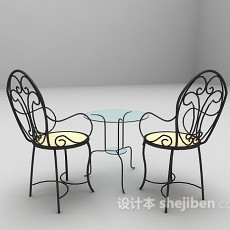 金属桌椅组合3d模型下载
