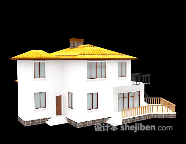 免费白色的别墅3d模型下载