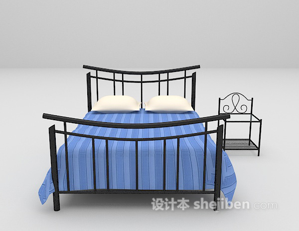 免费欧式铁床max床3d模型下载