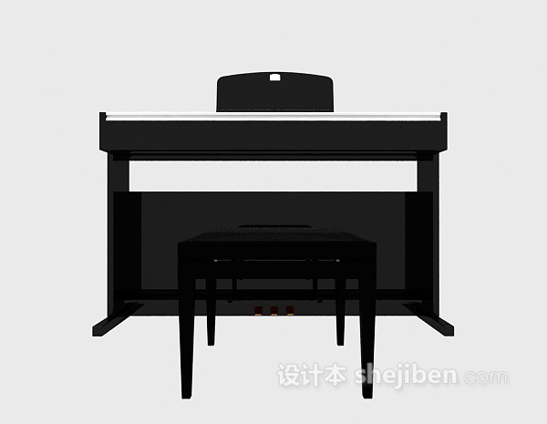 黑色简约钢琴模型3d下载