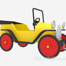 黄色玩具汽车3d模型下载