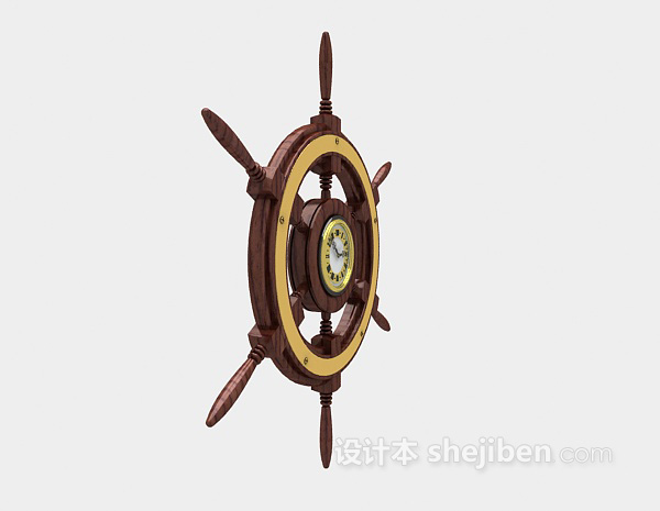 现代风格船舵型时钟3d模型下载