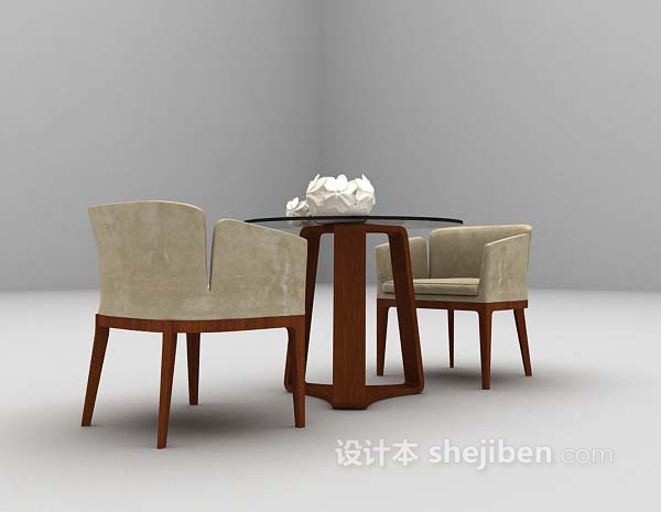 现代风格灰色桌椅3d模型下载