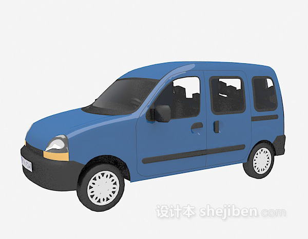 免费蓝色车的3d模型下载