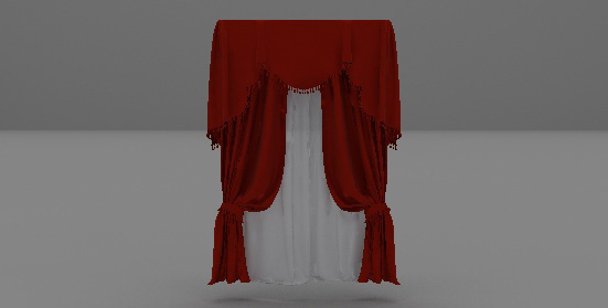 红色欧式窗帘3d模型下载