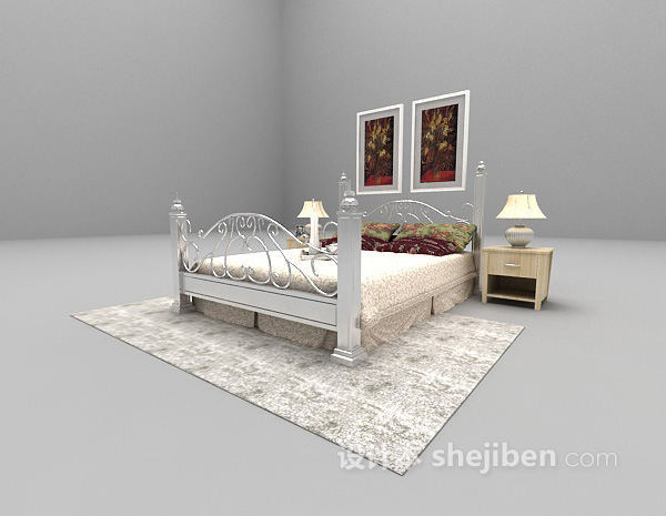 免费简约欧式卧室3d模型下载