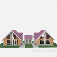 紫色屋顶别墅3d模型下载