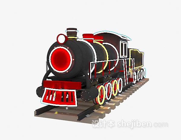 现代风格儿童玩具古董火车3d模型下载