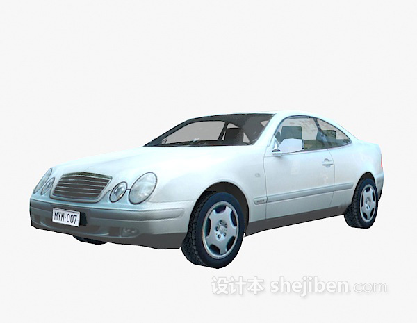 设计本白色车车3d模型下载