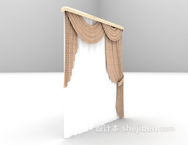 现代风格灰白间窗帘3d模型下载