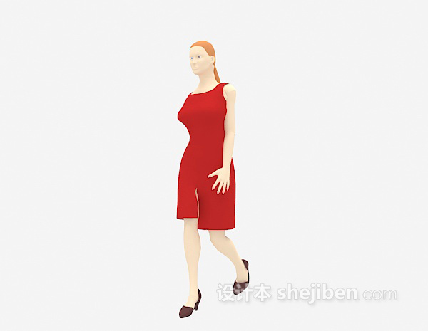 红裙女士3d模型下载