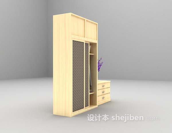 木质衣柜3d模型下载