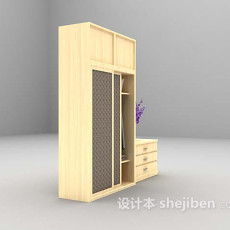 木质衣柜3d模型下载