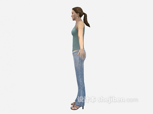 穿牛仔裤女人3d模型下载