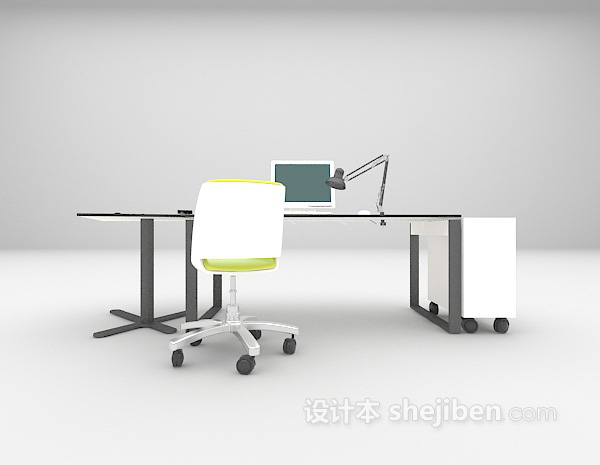 电脑办公桌3d模型下载