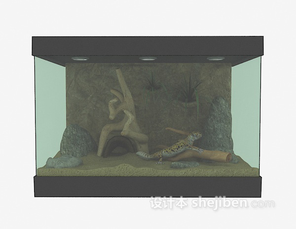 褐色玻璃鱼缸3d模型