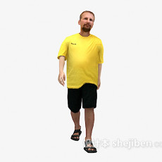 黄色衣服走姿max人物3d模型下载