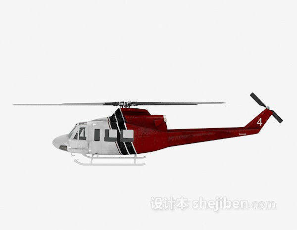 现代风格红色直升机3d模型下载