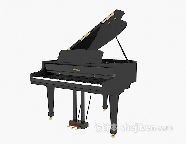 黑色三角钢琴模型3d下载