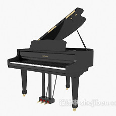黑色三角钢琴3d模型下载