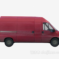 红色面包车 车3d模型下载