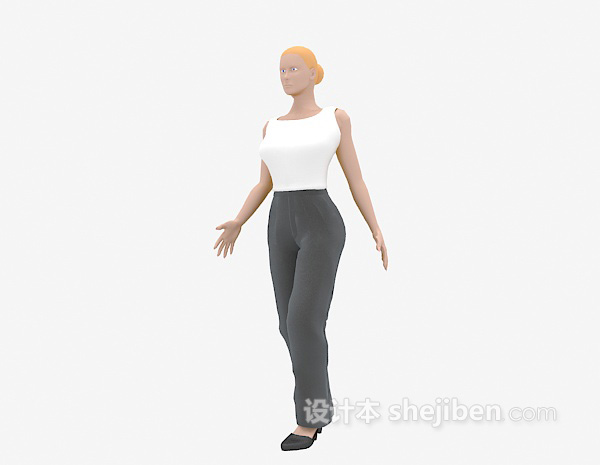 白衣3d人物模型下载