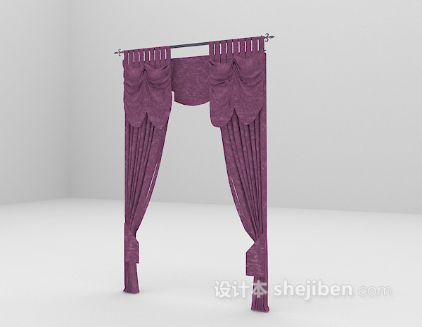 紫色个性窗帘模型下载