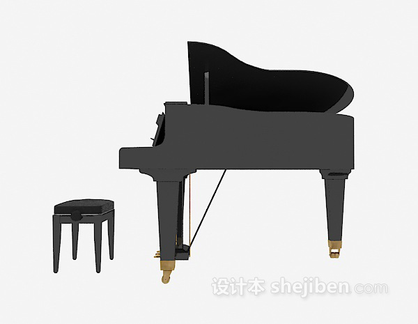 黑色三角钢琴模型3d免费下载
