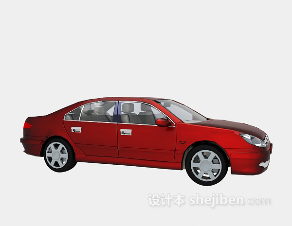 现代风格红色小轿车3d模型下载