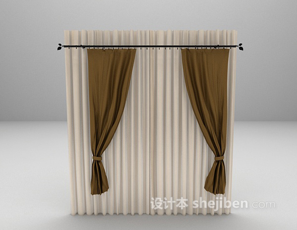 简约现代窗帘3d模型下载