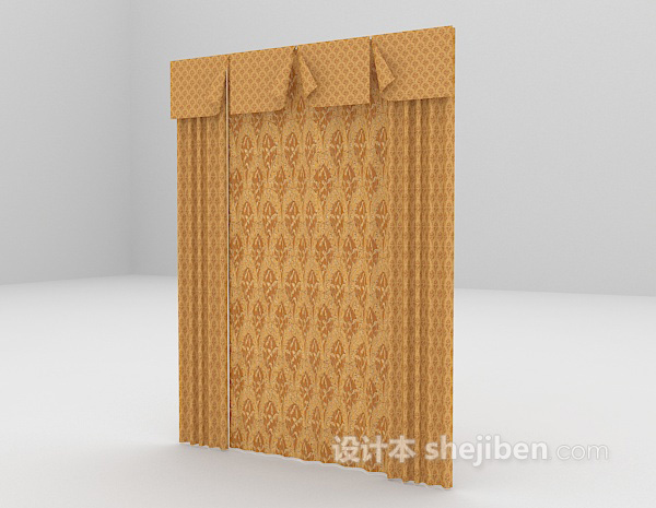 棕色窗帘3d模型免费下载