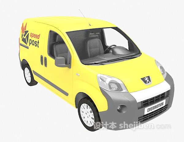 设计本黄色快递车3d模型下载