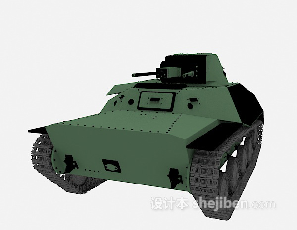 设计本绿色坦克3d模型下载