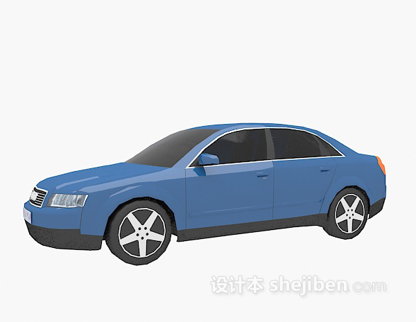 免费蓝色车的车3d模型下载
