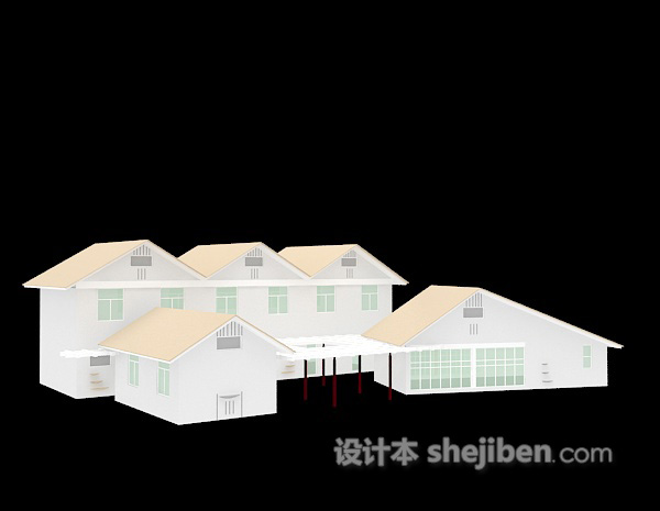 白色房子模型3d下载