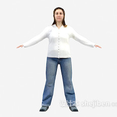 白色衣服女人站姿3d模型下载