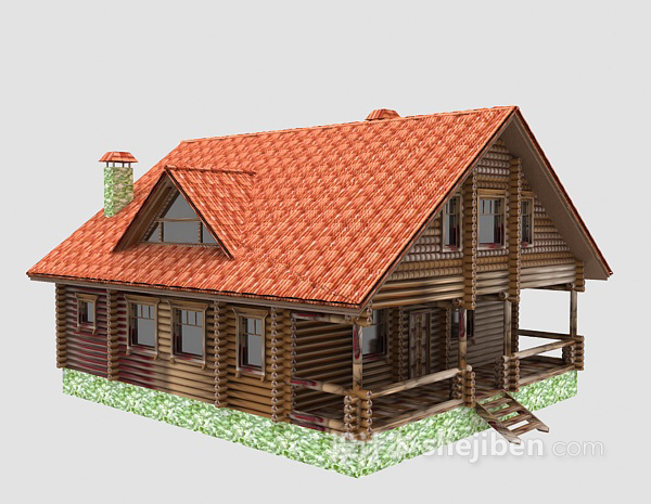 现代风格黄色的别墅3d模型下载