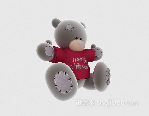 设计本白色小熊玩具3d模型下载