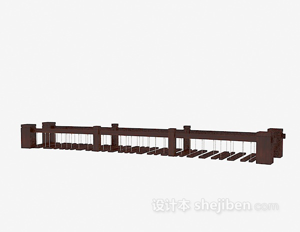 中式风格中式木桥3d模型下载